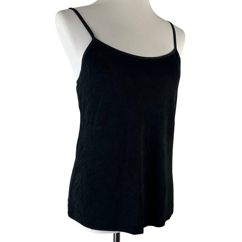 Chicos Travelers Black Textured Camisole Shelf Bra Adjustable Straps Womens 2 L